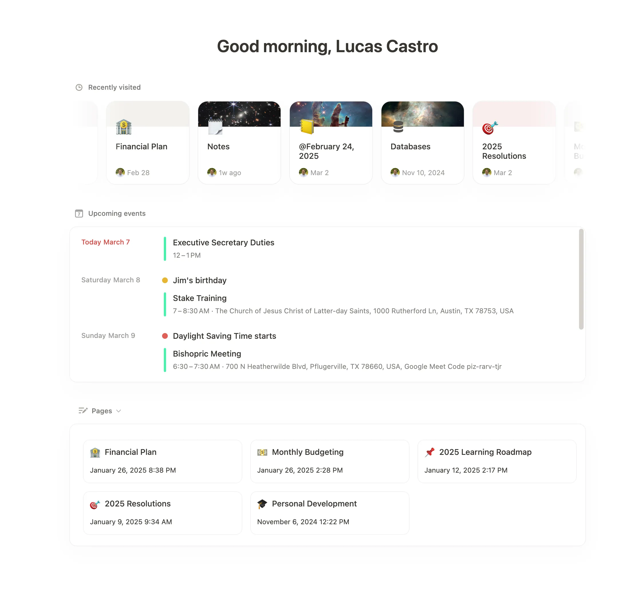 Lucas's notion workspace home