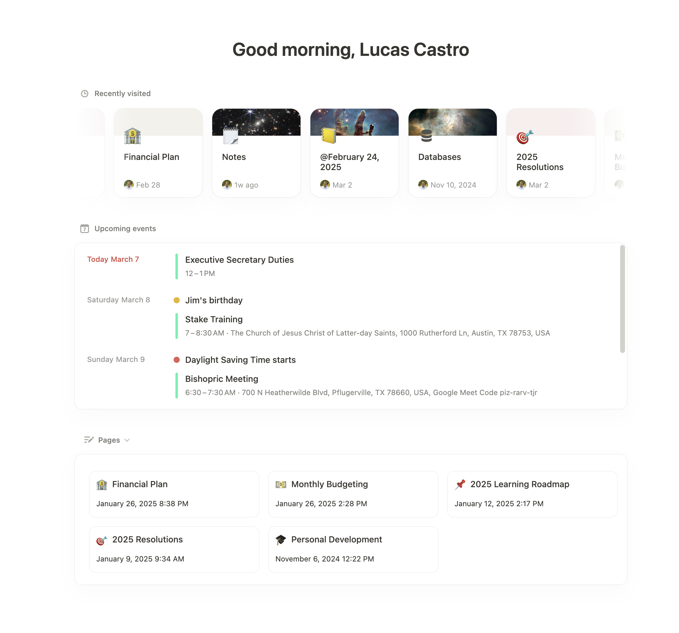 Lucas's Notion Home page